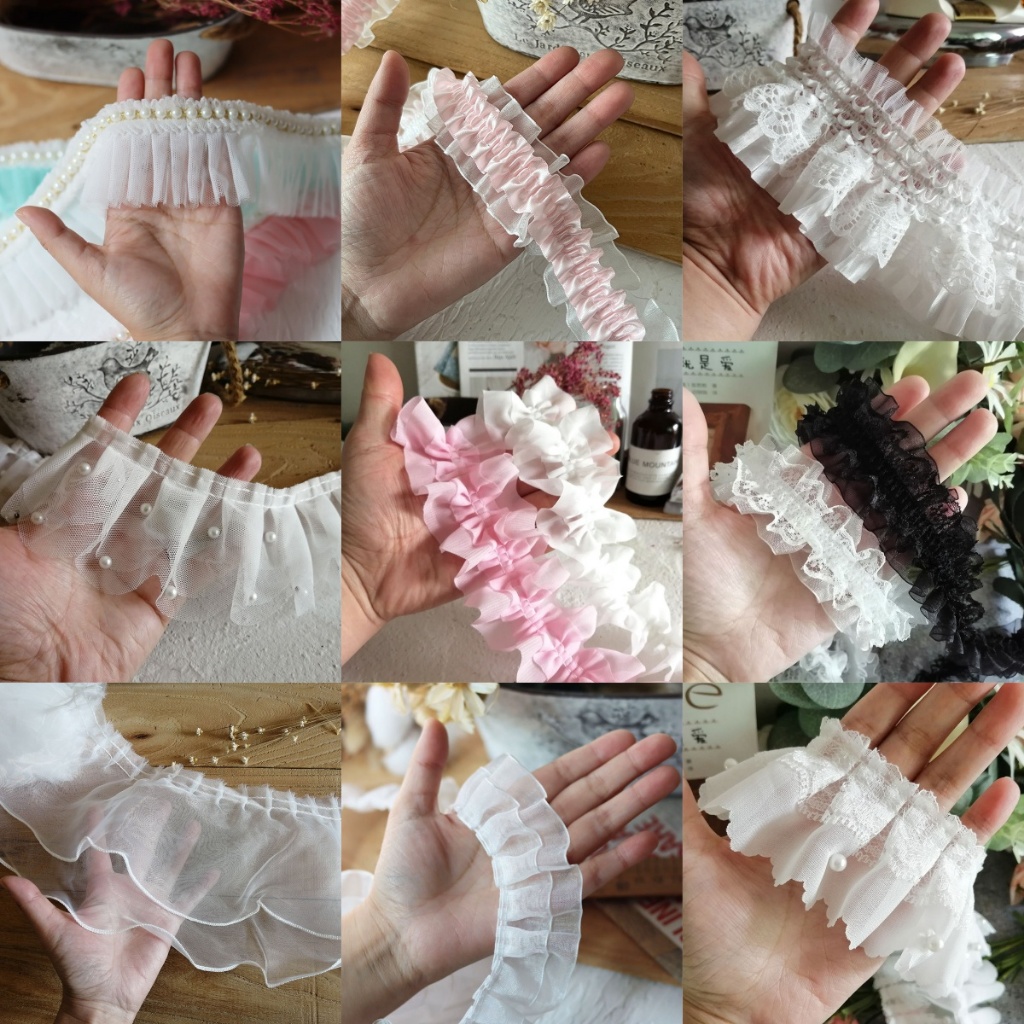 แนะนำ ผ้าม่าน 1 หลาสองชั้นสีดํา Organza ลูกไม้ Trim ผ้าปูที่นอนผ้าม่านเสื้อผ้าข้อมืออุปกรณ์ตกแต่งจีบตาข่ายลูกไม้ Trim ราคาพิเศษ มีเก็บเงินปลายทาง