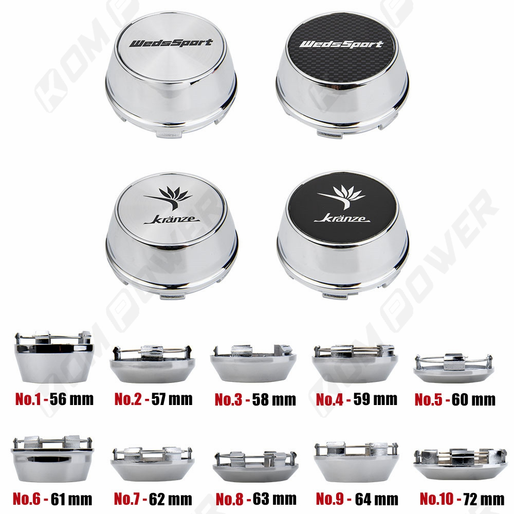 1ชุด/4ชิ้น ID 56มม/57มม/58มม/59มม/60มม/61มม/62มม/63มม/64มม/72มม WEDSSPORT ฝาดุมล้อ KRANZE โลโก้ ฝาครอบดุมล้อ แข่งรถครอบดุมล้อตัวสูง ฝาครอบดุมล้อรถเก๋ง โครเมียม