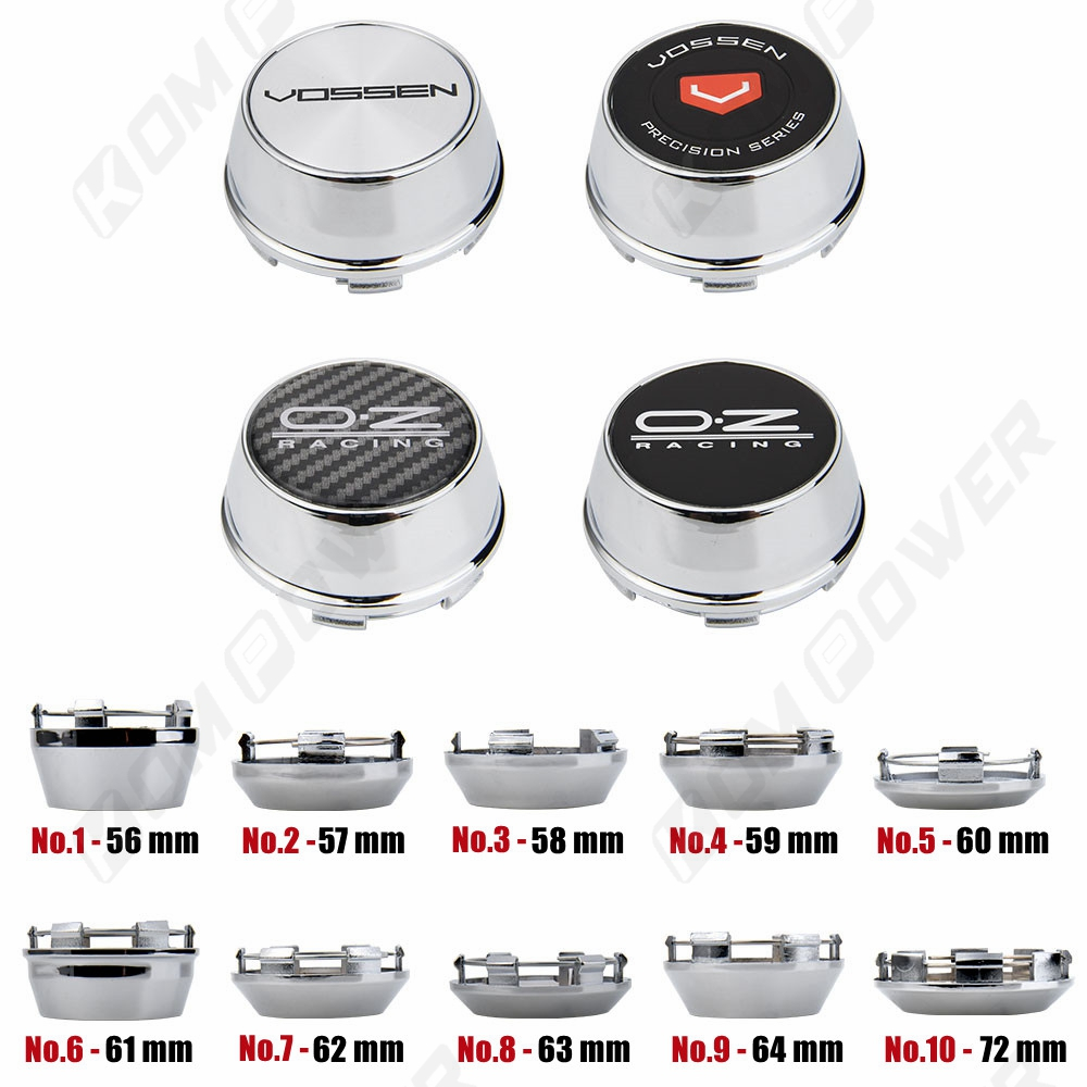 1ชุด/4ชิ้น ID 56มม/57มม/58มม/59มม/60มม/61มม/62มม/63มม/64มม/72มม VOSSEN ฝาดุมล้อ OZ โลโก้ ฝาครอบดุมล้อ แข่งรถครอบดุมล้อตัวสูง ฝาครอบดุมล้อรถเก๋ง โครเมียม