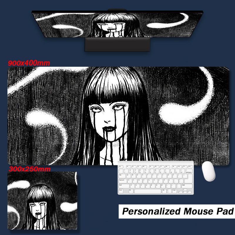 แผ่นรองเมาส์ ลายการ์ตูนอนิเมะสยองขวัญ Junji ito | แผ่นรองเมาส์เล่นเกม แบบขยาย | รองเท้ากันลื่น กันน้ํา | แผ่นรองเมาส์ ขนาดใหญ่ | 900x400 มม | ผ้าปูโต๊ะ