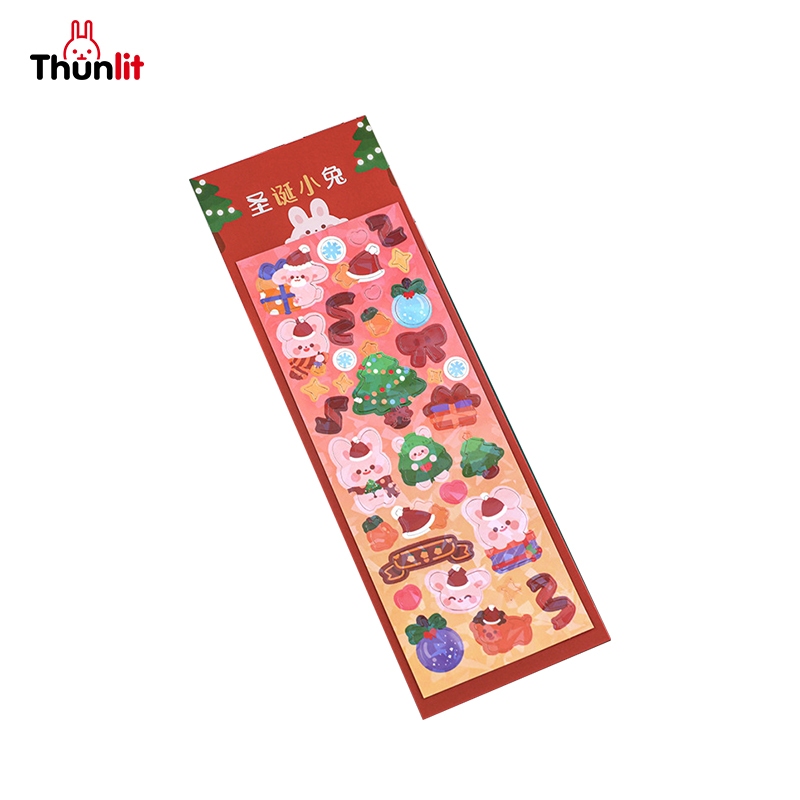 Thunlit สติกเกอร์คริสต์มาส สติกเกอร์ ลายการ์ตูน ซานต้า สโนว์แมน ขนมปังขิง มนุษย์ สติกเกอร์ตกแต่งน่ารัก สําหรับตกแต่งสมุดไดอารี่ แพลนเนอร์ DIY