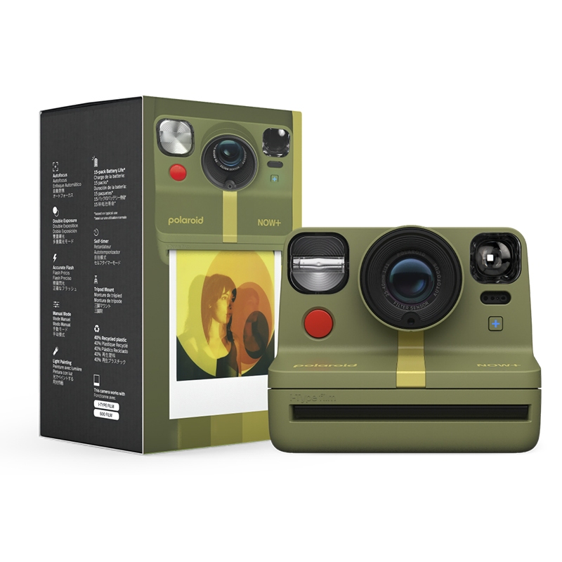 Polaroid Now+ 2nd Generation I-Type เชื่อมต่อบลูทูธ 2nd Generation - สีขาว และสีเขียวป่า - White and Forest Green
