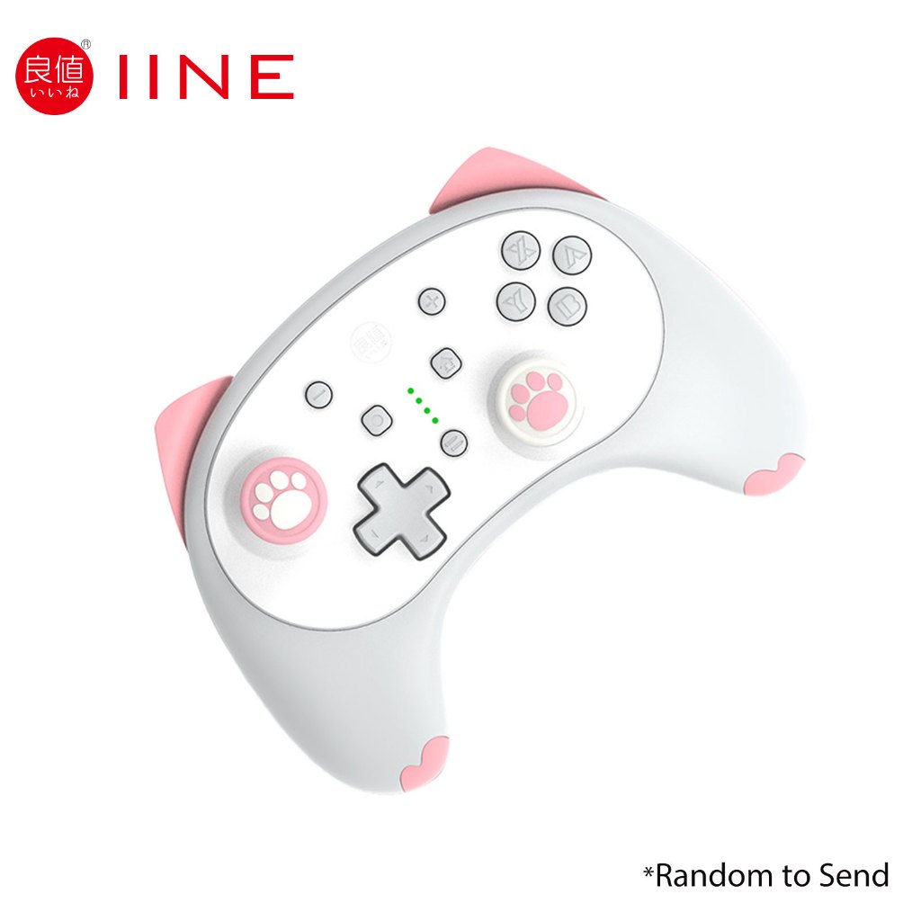 IINE จุกซิลิโคนน่ารักสําหรับคอนโทรลเลอร์ Nintendo Switch Pro รูปแบบแบบสุ่ม