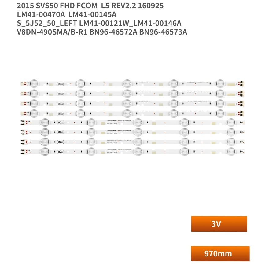8 ชิ้น/เซ็ต led backlight strip สําหรับ samsung UA49M5200 UA49J5000 UA49J5100 plug and play
