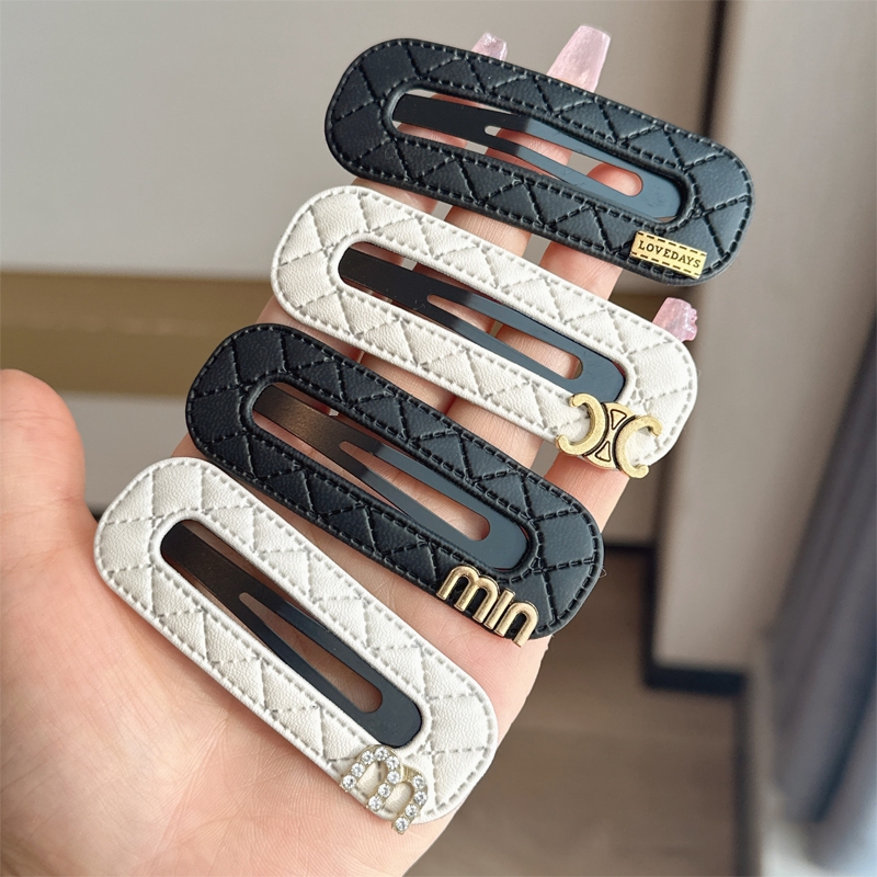 🔥XINYIA2🔥กิ๊บติดผมหนัง ทรงสี่เหลี่ยมผืนผ้า ลายตัวอักษร เรขาคณิต แฟชั่นวินเทจ สไตล์เกาหลี