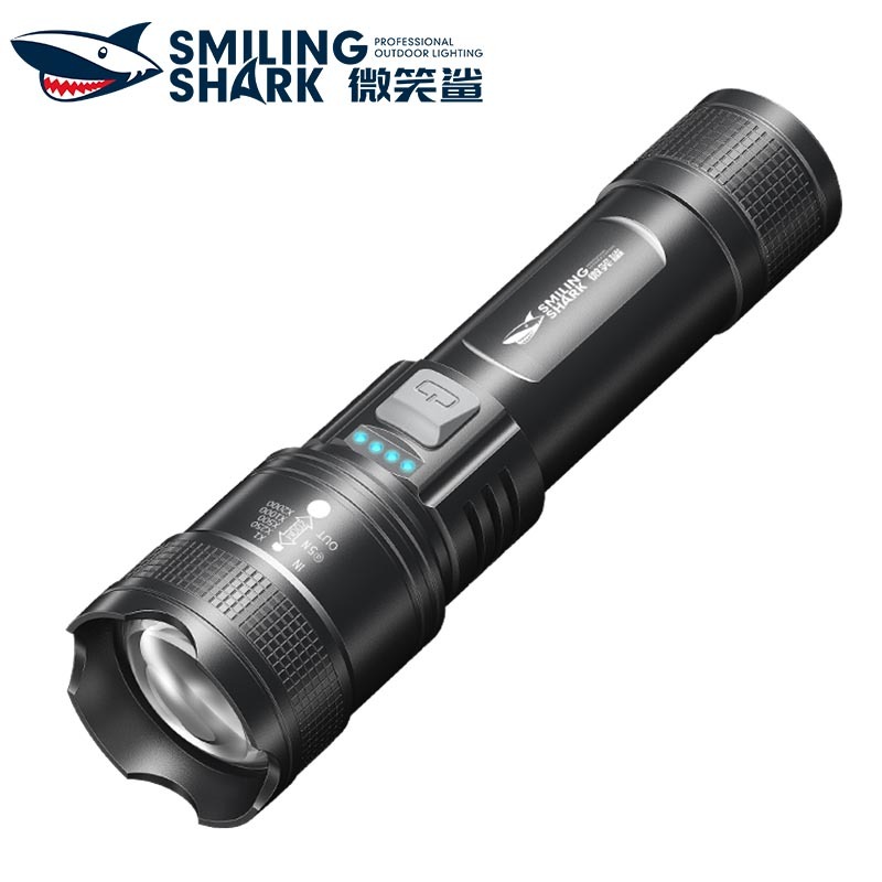Smilingshark SD1029 ไฟฉาย led 6000lm สว่างมาก Type-C แบบชาร์จไฟได้พร้อมไฟแสดงสถานะ ซูมได้ 3โหมด กันน้ำสำหรับตั้งแคมป์เดินป่าในครัวเรือน