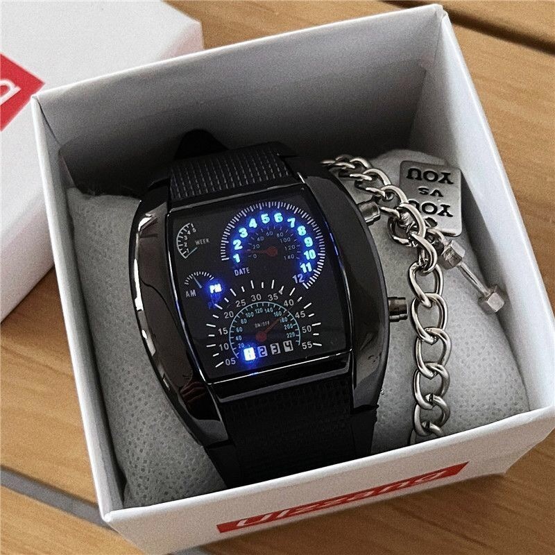 นาฬิกาข้อมือดิจิทัล LED อิเล็กทรอนิกส์ วัดความเร็ว วิเอชั่น นักบิน วัดความเร็ว หน้าปัดรถยนต์ สไตล์สปอร์ต แฟชั่นสําหรับผู้ชาย