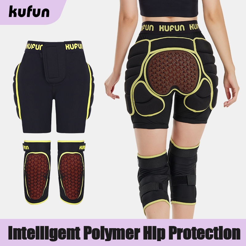 Kufun สกี สะโพก และเข่า ป้องกัน สวม กางเกงกันตก ผู้หญิง ผู้ชาย แผ่นก้นเด็ก อุปกรณ์ป้องกันสเก็ตบอร์ด และโรลเลอร์สเก็ต