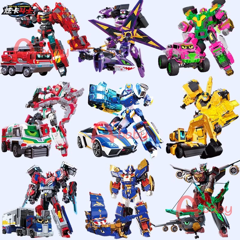 METAL CARDBOTฟิกเกอร์หุ่นยนต์แปลงร่าง(Blue Cop/Shadow X/WILD GUARDY/BUFFALO CRUSH)