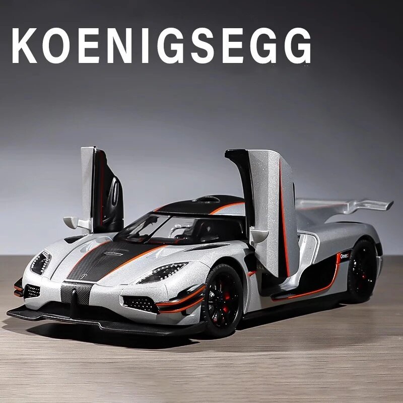 โมเดลรถยนต์ 1:24 Koenigsegg ONE:1 อัลลอย พร้อมเสียง และไฟ ของเล่นสําหรับเด็ก