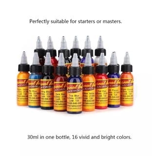 หมึกสัก สักร่างกายถาวร 30 มล(16 สี) หมึกสีสำหรับสัก สีสักลายของแท้ หมึกสักลาย อุปกรณ์สักลาย