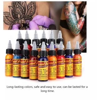 หมึกสัก สักร่างกายถาวร 30 มล(16 สี) หมึกสีสำหรับสัก สีสักลายของแท้ หมึกสักลาย อุปกรณ์สักลาย