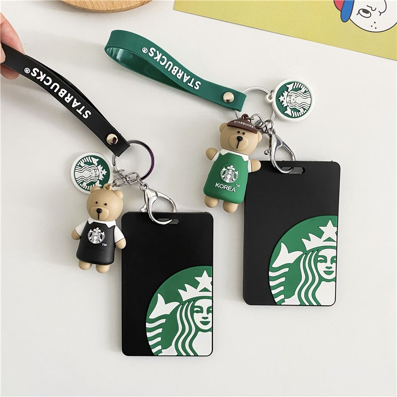 Starbucks พวงกุญแจซิลิโคน รูปการ์ตูนเด็ก ใส่บัตร ในมหาวิทยาลัย สําหรับรถยนต์
