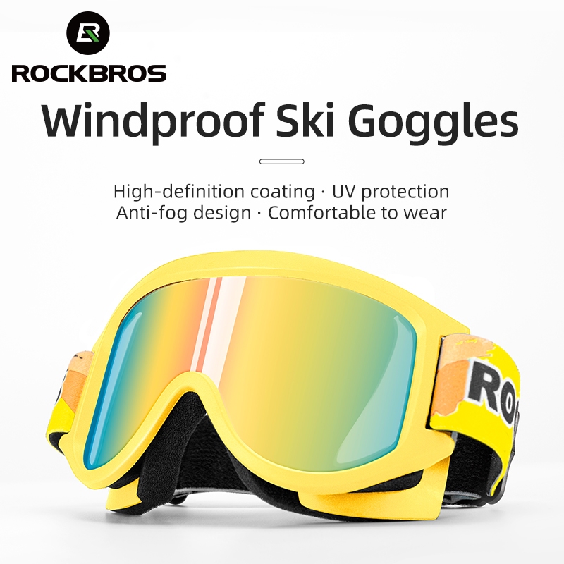 ROCKBROS แว่นตาสกี ผู้ใหญ่ สโนว์บอร์ด กันลม กันหมอก สองชั้น เลนส์นิรภัย UV400 อุปกรณ์กีฬาหิมะ เพื่อความปลอดภัย