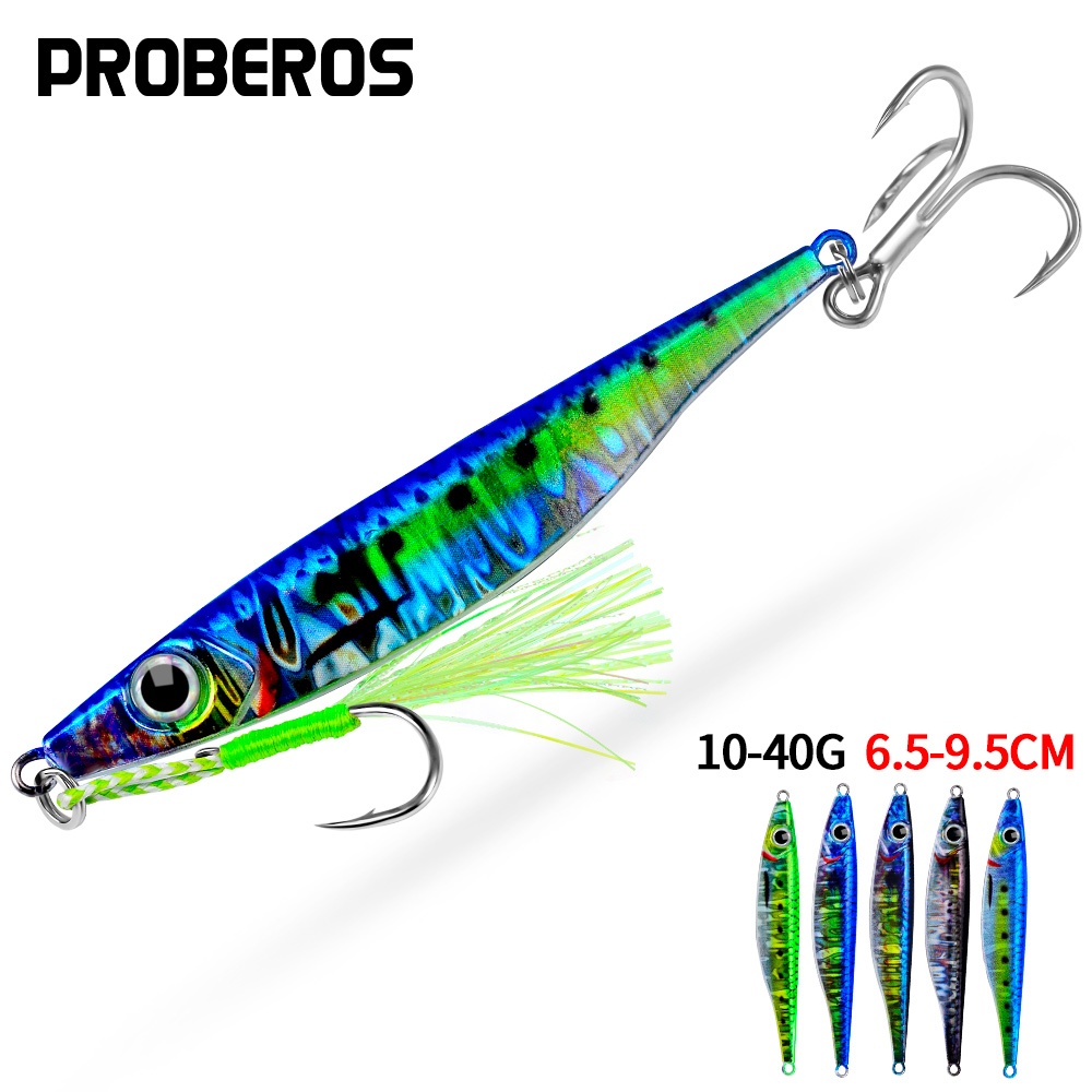Proberos 1 ชิ้น fast sinking jigging fishinglures 10-40 กรัมโลหะเหยื่อ emulation artificia เหยื่อตกปลา