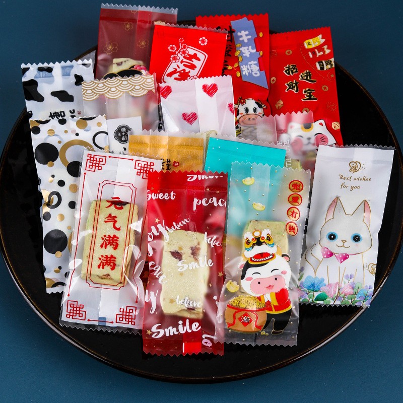 200 ชิ้น/ล็อตการ์ตูนสัตว์รูปแบบทําด้วยมือ DIY Nougat พลาสติกบรรจุอาหารห่อขนมเบเกอรี่กระเป๋าเบเกอรี่เครื่องมือ
