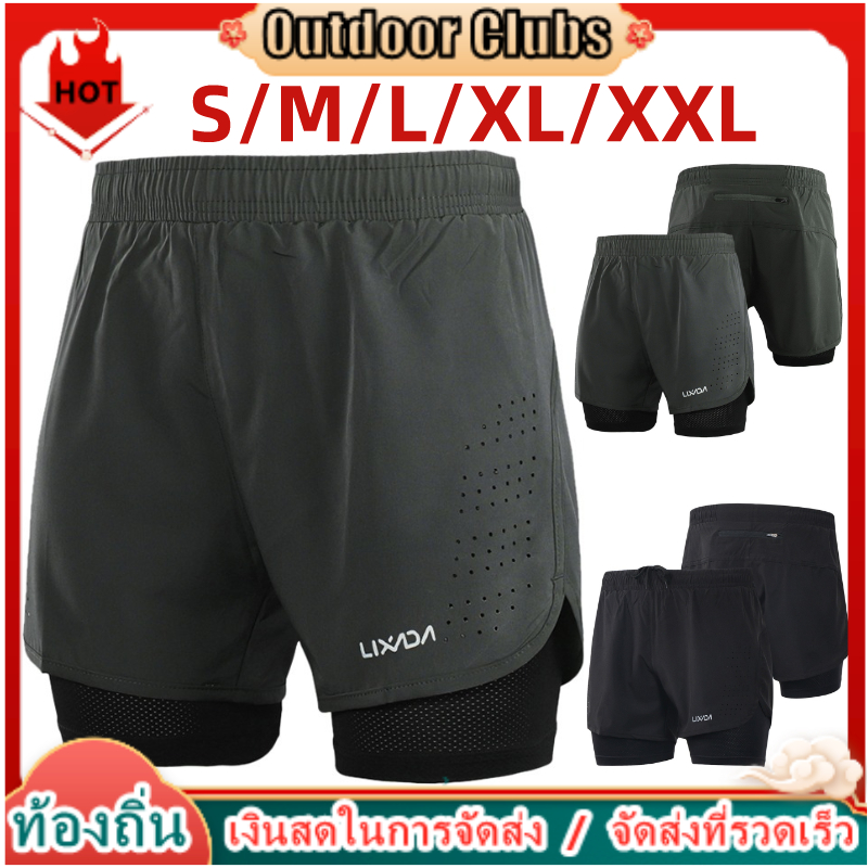 [Outdoor Clubs] Lixada 2-in-1 กางเกงขาสั้น ระบายอากาศ แห้งเร็ว สําหรับผู้ชาย เหมาะกับการวิ่งจ๊อกกิ้ง ปั่นจักรยาน