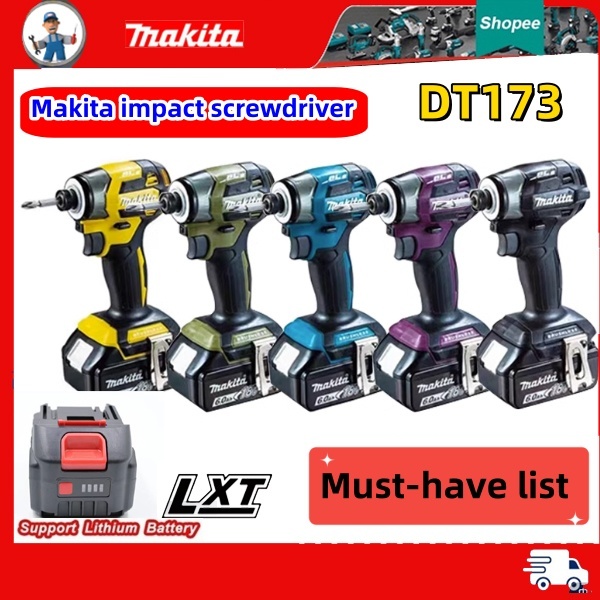2025 Makita ไขควงชาร์จ สไตล์ใหม่ล่าสุด Makita Pin dtd173 ไขควงพร้อมแบตเตอรี่ 18650
