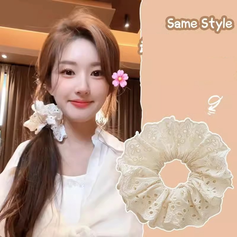 ใหม่ล่าสุด ที่เรียบง่าย สีขาว สีดํา กลวง ดอกไม้ ผ้า ยางรัดผม แฟชั่น ยางรัดผม เครื่องประดับผม สําหรับผู้หญิง