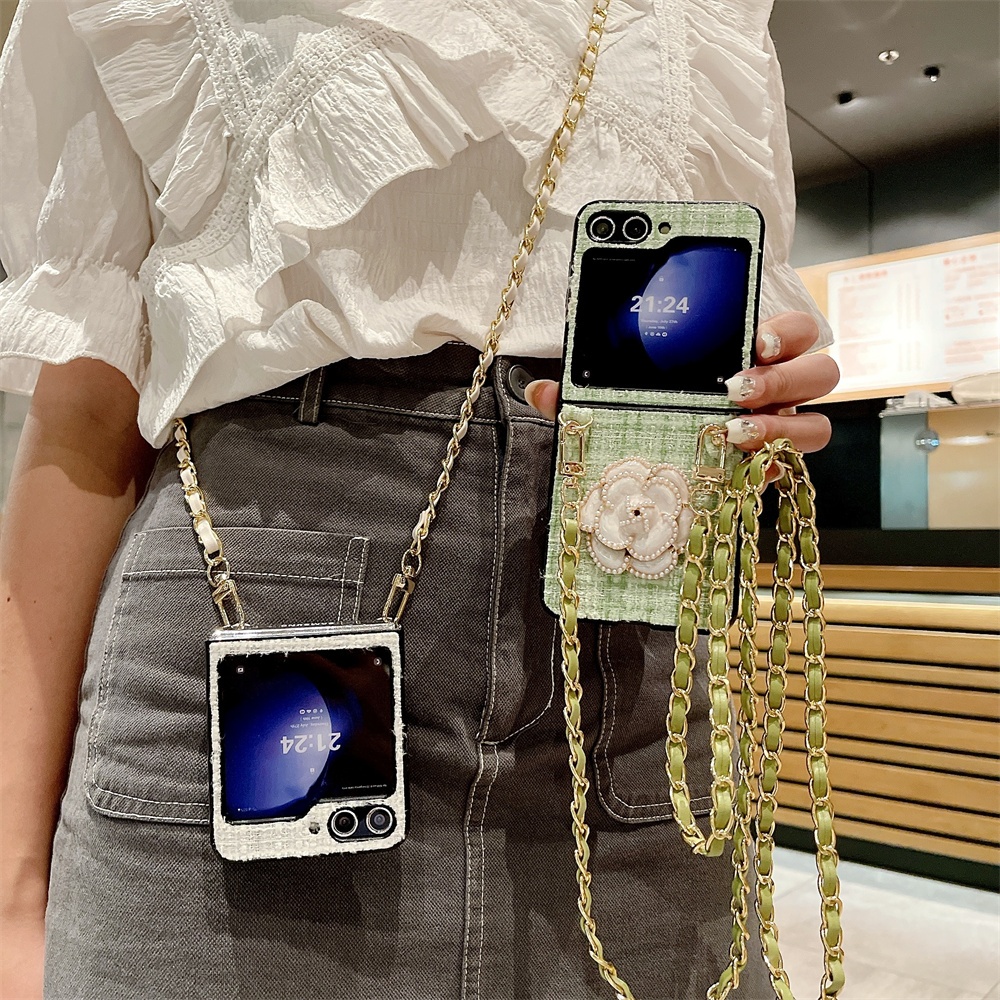 กันชนดอกไม้ Retro Vintage สําหรับ Samsung Galaxy Z Flip 7 6 Ins Z Flip7 Flip7FE Flip6 Z 7 พร้อมโซ่เค