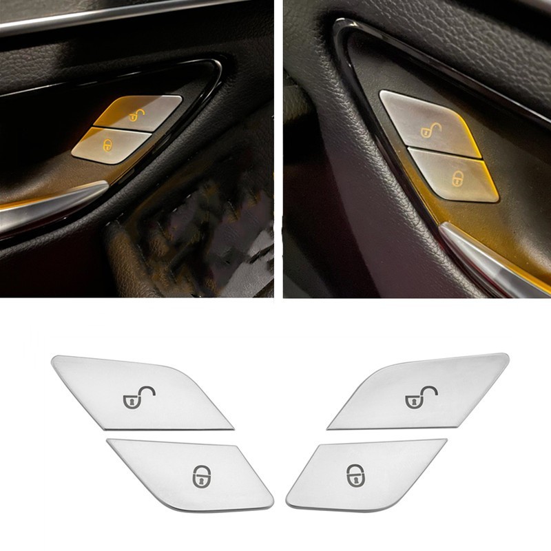 สติกเกอร์ติดปุ่มล็อคประตูรถยนต์ สําหรับ Mercedes Benz C E GLC Class W205 W213 X253