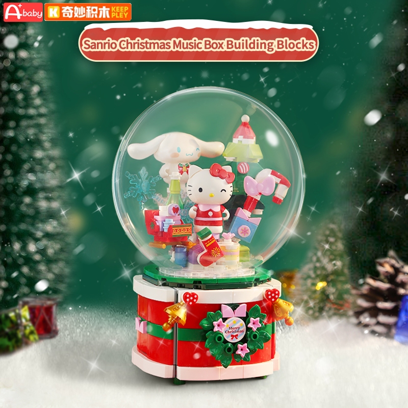 Keeppley Sanrio Christmas บล็อคตัวต่อกล่องดนตรีคริสต์มาส ของเล่น (Hello Kitty/Cinnamoroll)Christmas ของขวัญคริสต์มาส