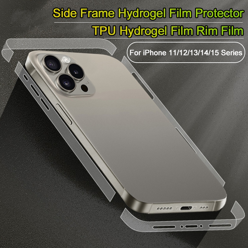 ฟิล์มกันรอย ขอบข้าง ฟิล์มไฮโดรเจล TPU แบบใส บางพิเศษ สำหรับ iPhone 16 Plus 15 14 13 12 11 Pro Max 13 Mini X XR XS กันรอยขอบด้านข้างและด้านบน สำหรับ