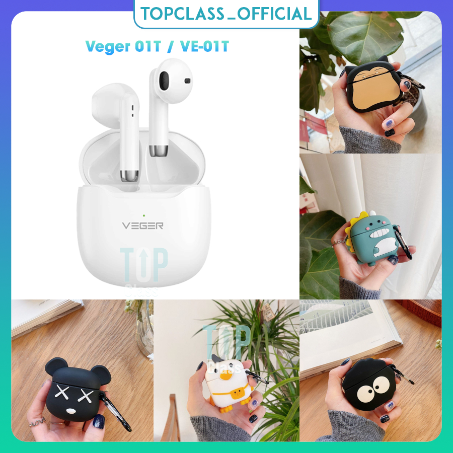 "ปกการ์ตูนน่ารักสำหรับหูฟัง Veger 01T VE-01T TWS ซิลิโคนป้องกันแบบการ์ตูน