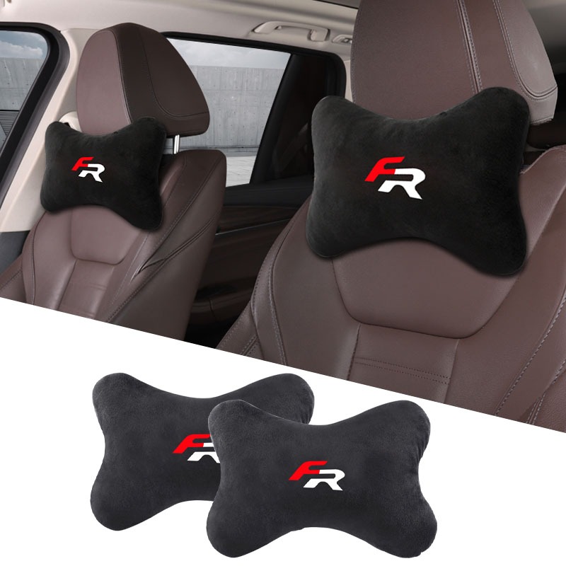 1pcs โลโก้รถ Flannel Headrest ผ้าฝ้ายนุ่ม Breathable หมอนรถคอหมอนสําหรับ FR Cupra Ibiza Altea Exeo ส