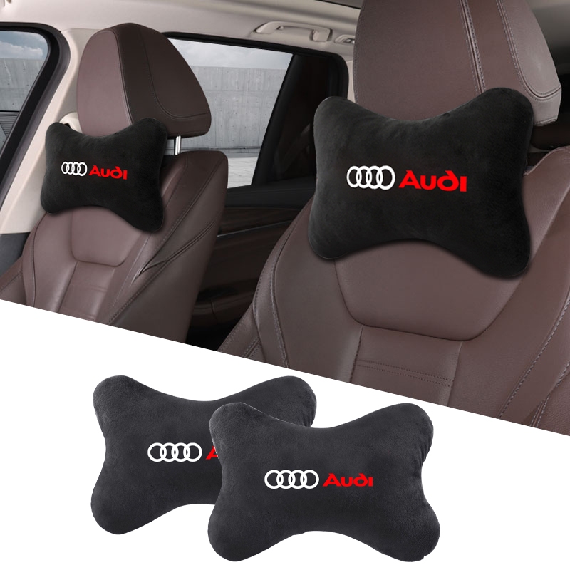 1pcs รถสัญลักษณ์ Flannel Headrest ผ้าฝ้ายนุ่ม Breathable หมอนรถคอหมอนสําหรับ Audi A3 8P A6 C5 A4 B6 