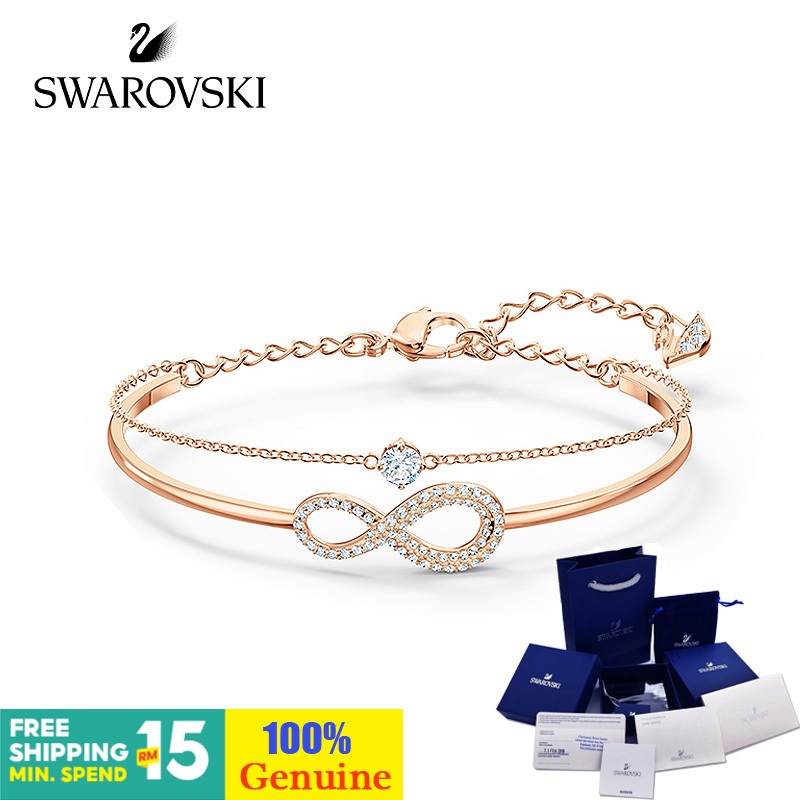 Swarovski สร้อยข้อมือเงินสเตอร์ลิง ประดับคริสตัล สามารถปรับได้ สวยงาม ของขวัญวันเกิด สําหรับผู้หญิง
