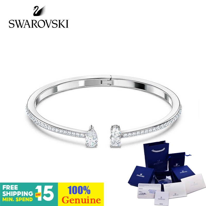 Swarovski สร้อยข้อมือคริสตัล รูปหงส์น่ารัก ปรับได้ ของขวัญคริสต์มาส สําหรับผู้หญิง