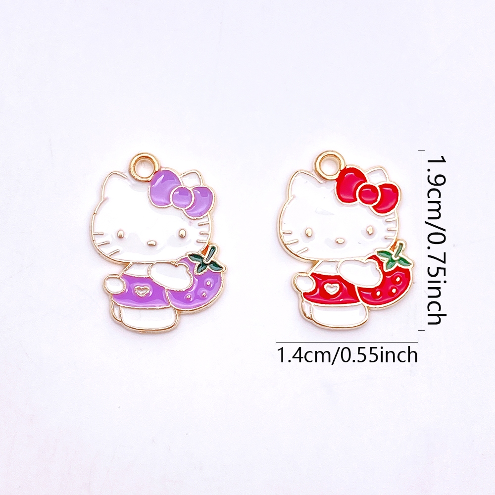 10 ชิ้น โลหะผสม หยดน้ํามัน การ์ตูน กระต่าย สตรอเบอร์รี่ สัตว์ จี้สร้อยคอ สร้อยข้อมือ สร้อยคอ DIY