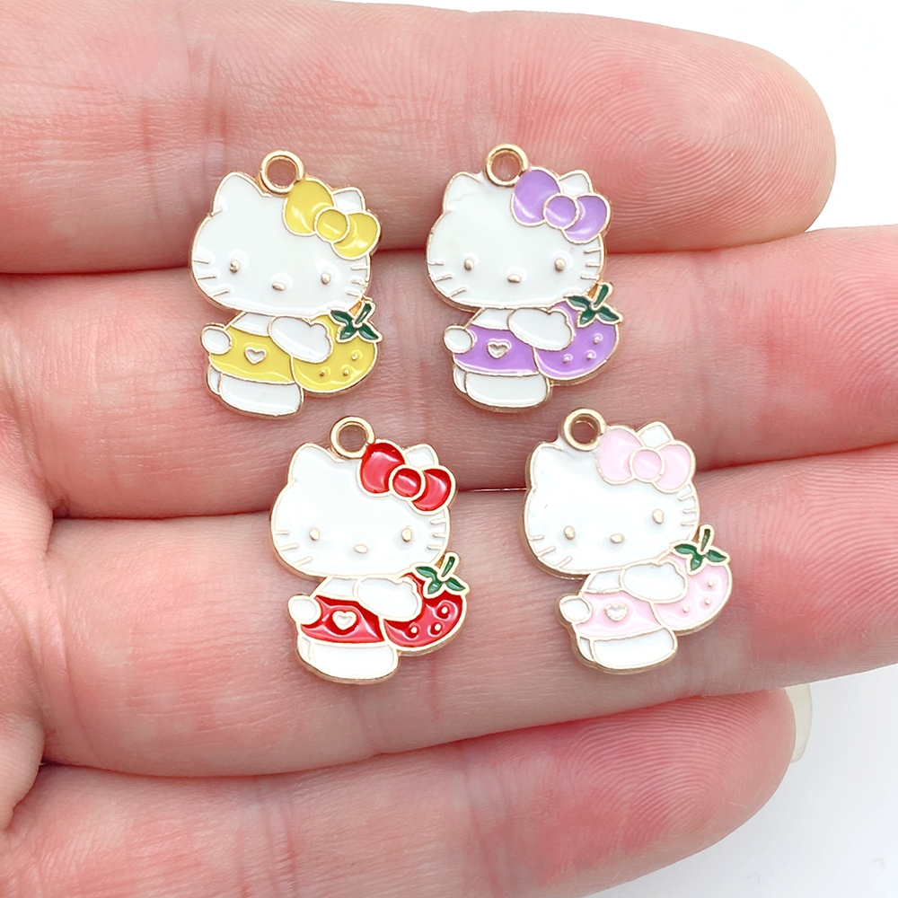 10 ชิ้น โลหะผสม หยดน้ํามัน การ์ตูน กระต่าย สตรอเบอร์รี่ สัตว์ จี้สร้อยคอ สร้อยข้อมือ สร้อยคอ DIY