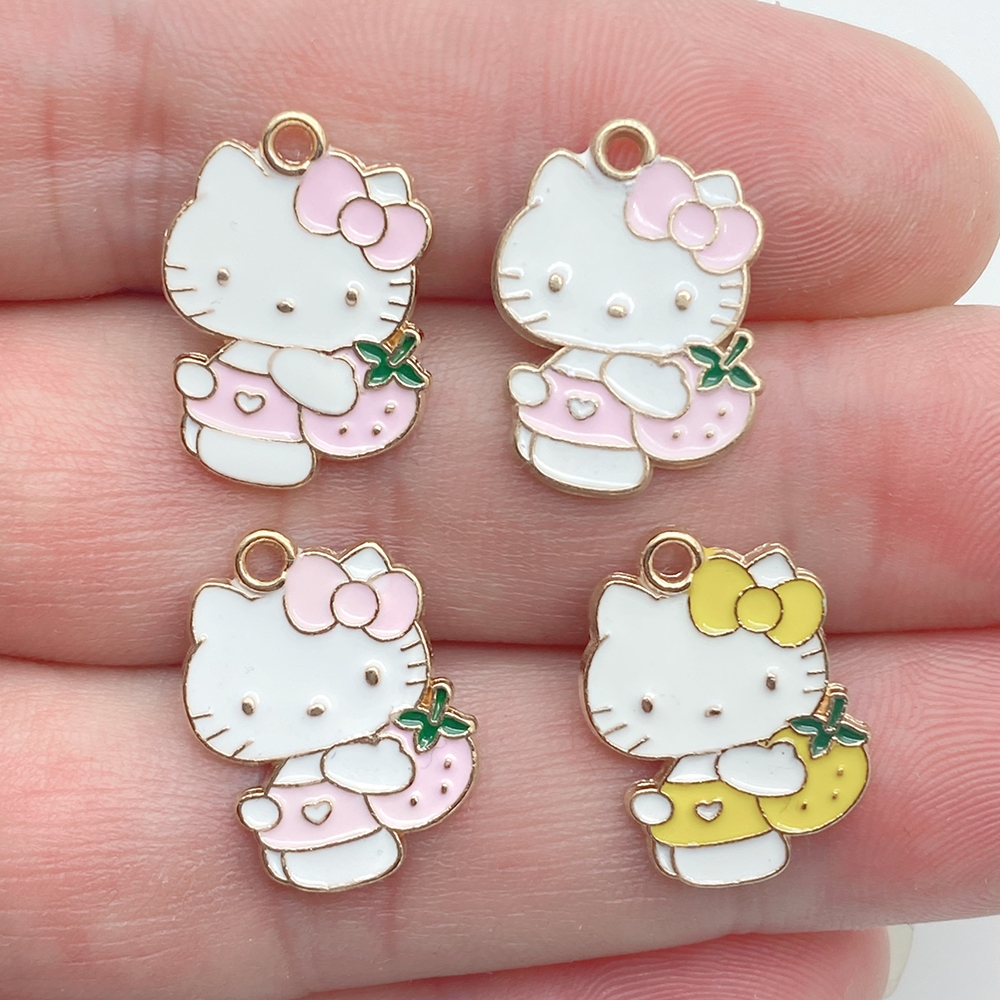 10 ชิ้น โลหะผสม หยดน้ํามัน การ์ตูน กระต่าย สตรอเบอร์รี่ สัตว์ จี้สร้อยคอ สร้อยข้อมือ สร้อยคอ DIY