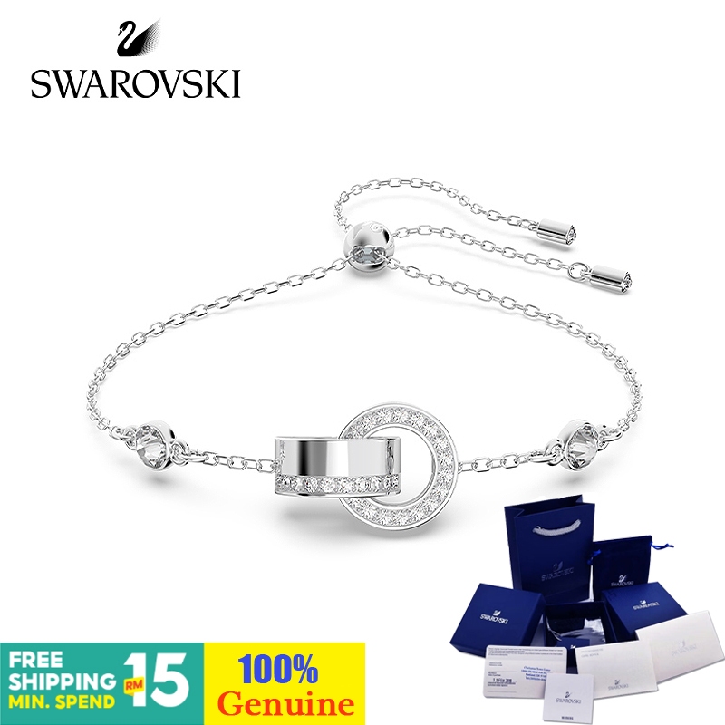 Swarovski สร้อยข้อมือ สเตนเลส จี้คริสตัล กลวง เงินสเตอร์ลิง น่ารัก ปรับได้ ของขวัญ สําหรับผู้หญิง แฟนสาว เพื่อน มิตรภาพ Swarovski มาเลเซีย