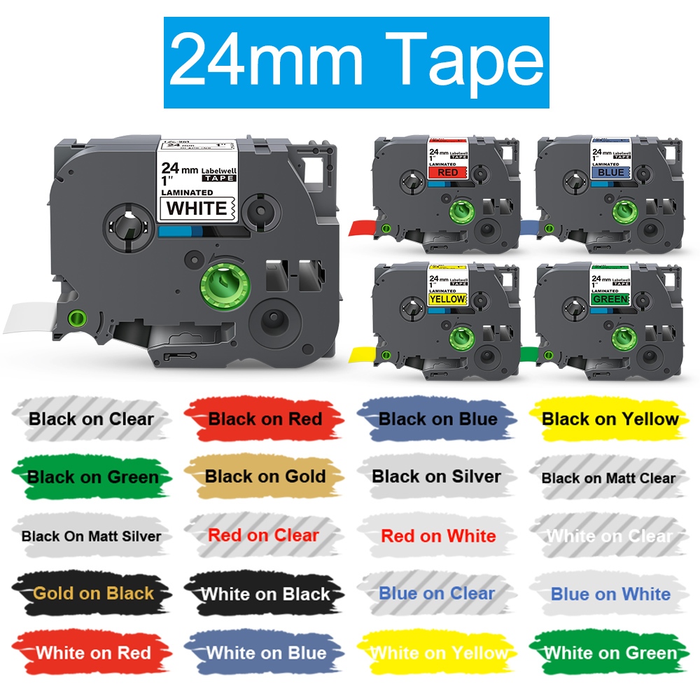 เทปลามิเนต Brother tze คละสี 24 มม. tze251 tze651 tze151 tze-251 tze-151 tze451 tze231 สําหรับเครื่อ