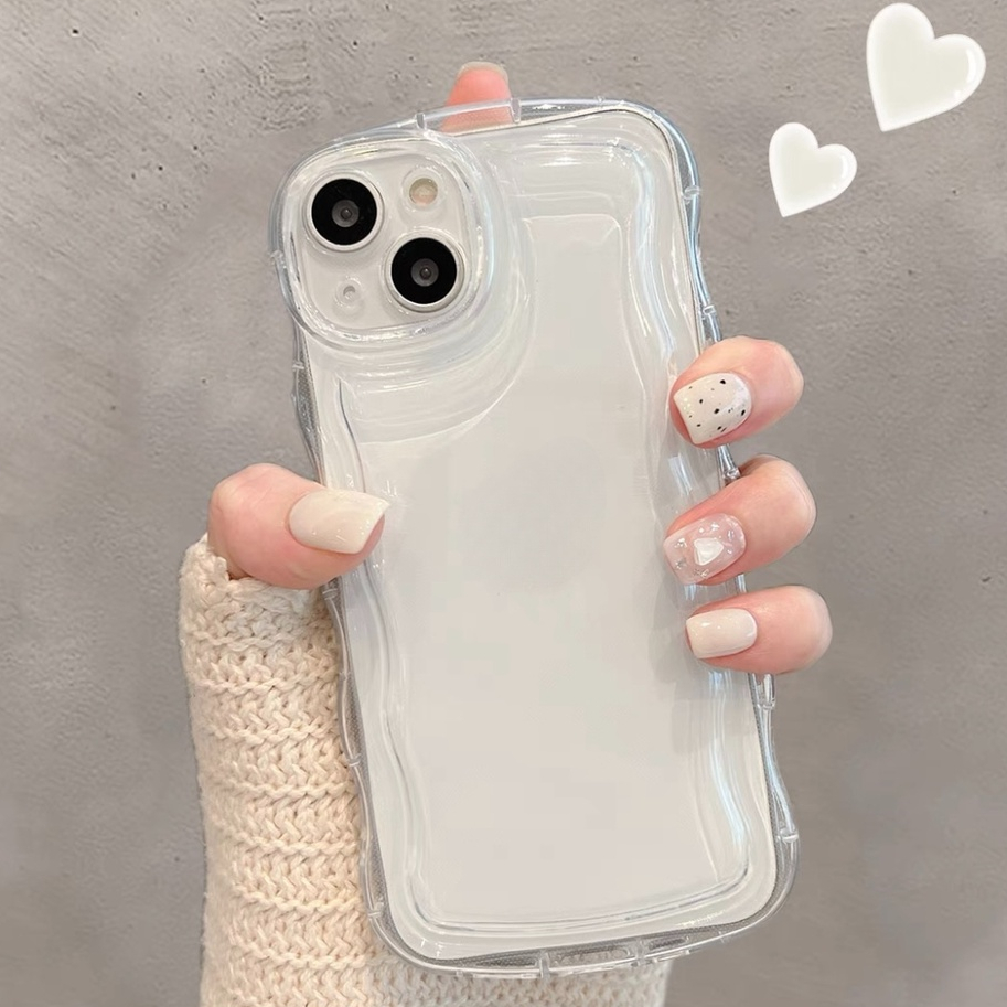 เคสโทรศัพท์มือถือ ซิลิโคนใส กันกระแทก กันรอยกล้อง ลายคลื่น สําหรับ iPhone 15 14 13 12 11 Pro MAX XR XS MAX 7 8plus SE2020