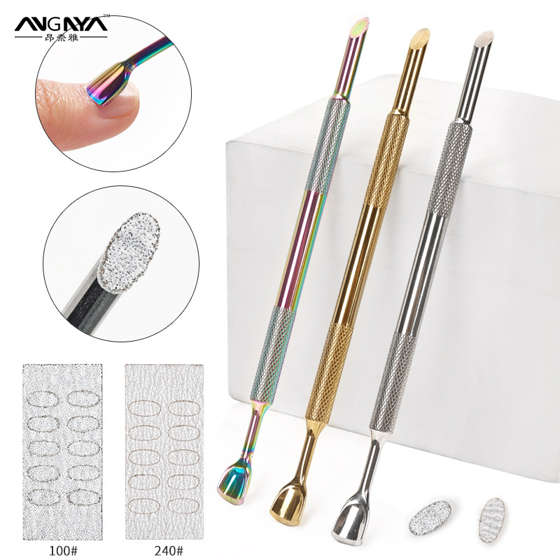 Double-ended สแตนเลส Cuticle Pusher Dead Skin Push Remover สําหรับ Pedicure เล็บเล็บทําความสะอาด Care เครื่องมือ