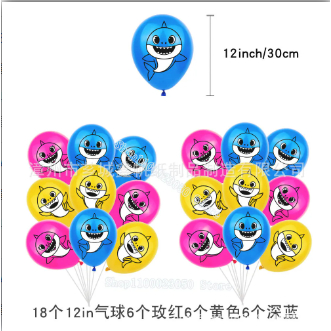 Baby Shark Childrens Birthday Party ลูกโป่งยางชุด Shark Party อุปกรณ์ตกแต่ง