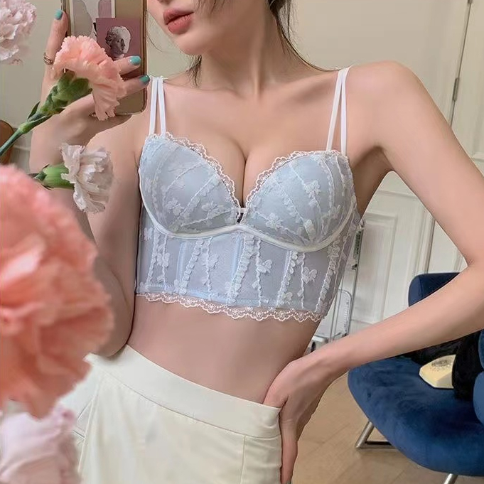 ใหม่ สไตล์เซ็กซี่ ลูกไม้ กรอบ ชุดชั้นใน ผู้หญิง ระบายอากาศ ปรับได้ ยาว ดันทรง เสื้อชั้นใน
