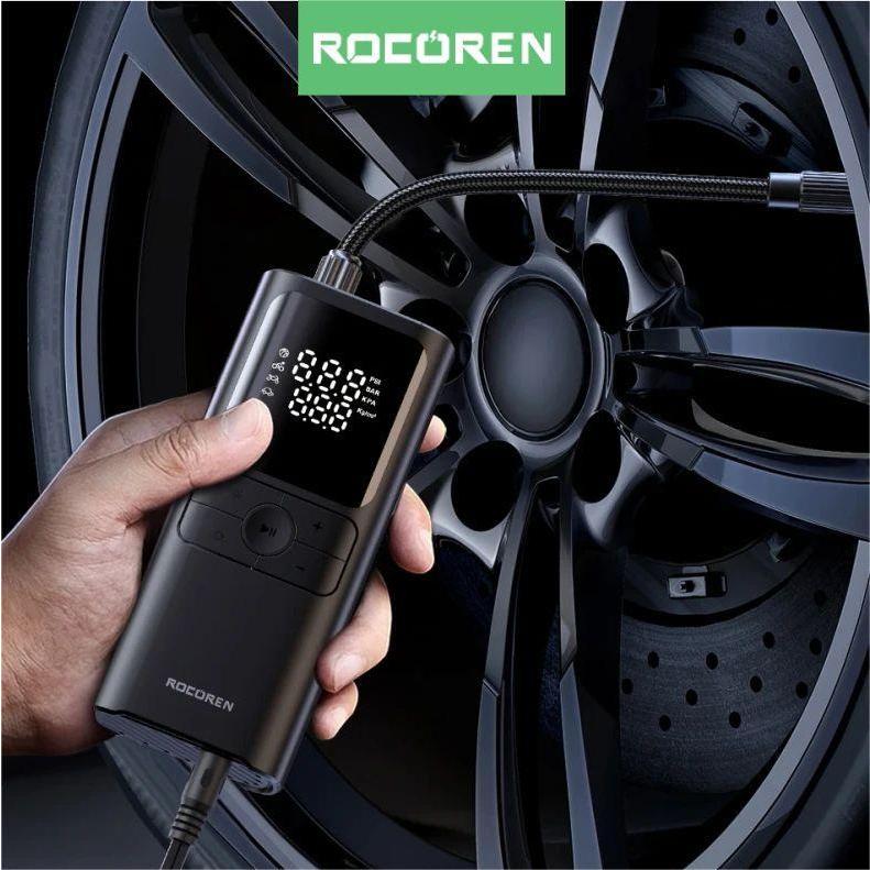 Rocoren เครื่องปั๊มลมยางดิจิทัล แรงดันสูง 12V แบบพกพา สําหรับรถยนต์ รถจักรยานยนต์ จักรยานไฟฟ้า
