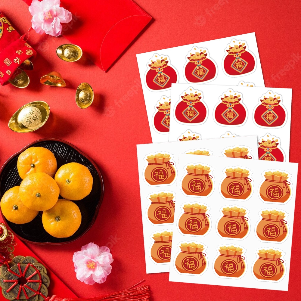 สติกเกอร์ฉลาก ลาย Happy New Year สไตล์จีน สําหรับตกแต่งซองจดหมาย เทศกาลปีใหม่ 2024 90 ชิ้น ต่อแพ็ก