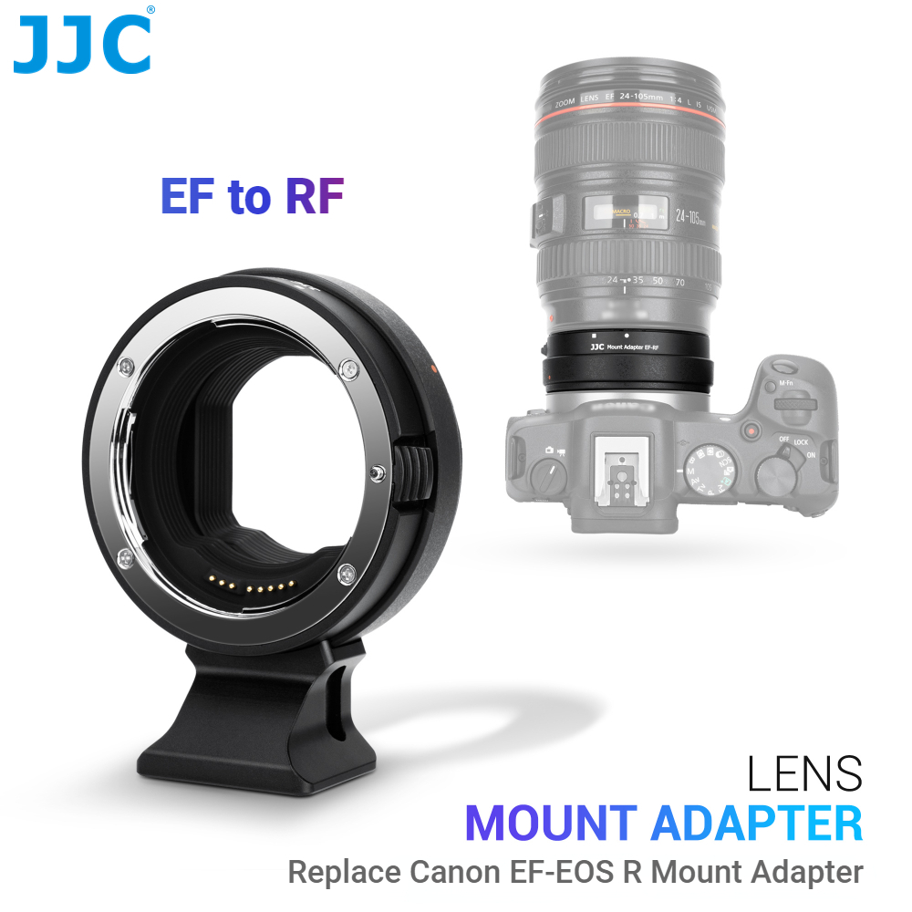 JJC EF-EOS R อะแดปเตอร์เมาท์เลนส์ สำหรับติดเลนส์เมาท์ Canon EF EF-S กับตัวกล้องมิเรอร์เลสเมาท์ RF Canon EOS R50 R10 R8 R7 R6 Mark II R6 R5 R3 RP R Ra