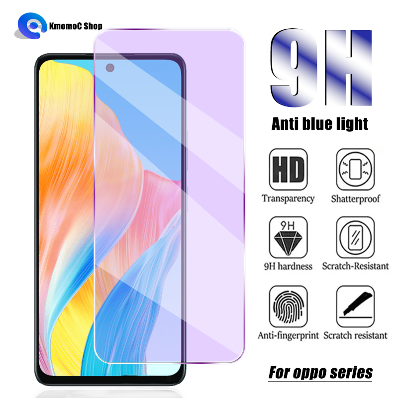 ฟิล์มกระจกถนอมสายตา ป้องกันแสงสีฟ้า สำหรับ OPPO A3 A3x Pro A60 A79 A38 A18 A98 A78 A58 A57 A77 A77s A96 A76 A36 A74 A95 A94 A92 A91 A73 A72 A53 A93 A54 A52 A33 2020 A32 A31 A17 A17k A16 A16k A15 A15s A12 A11 A7 A5s A3s A12e A1k 4G 5G