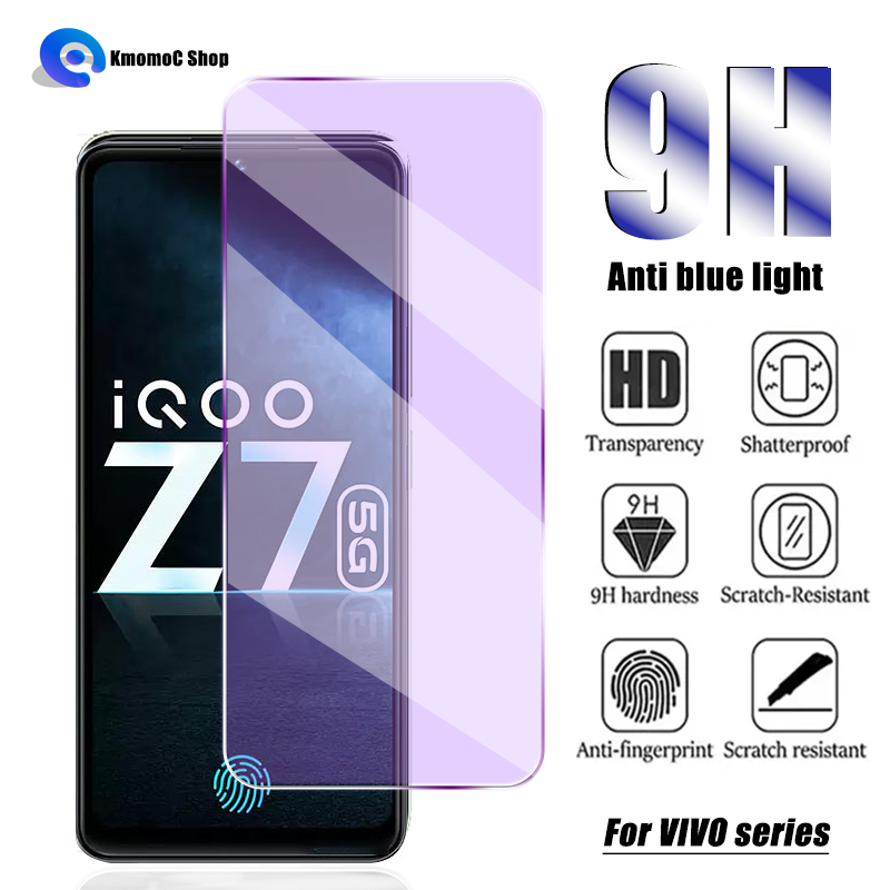 ฟิล์มกระจกนิรภัยกันรอยหน้าจอ ป้องกันแสงสีฟ้า สําหรับ VIVO iQOO 13 12 11 Z7 Z7x Z6 Z6x T1 T1X Y76 Y76