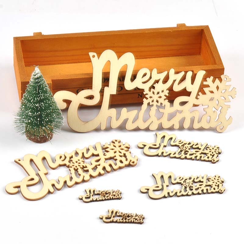 2-30pcs 4 ขนาดไม้ Merry Christmas Letter จี้ DIY หัตถกรรม Handmade Xmas เทศกาลแขวนเครื่องประดับ Party Home ไม้ Decor CP3468