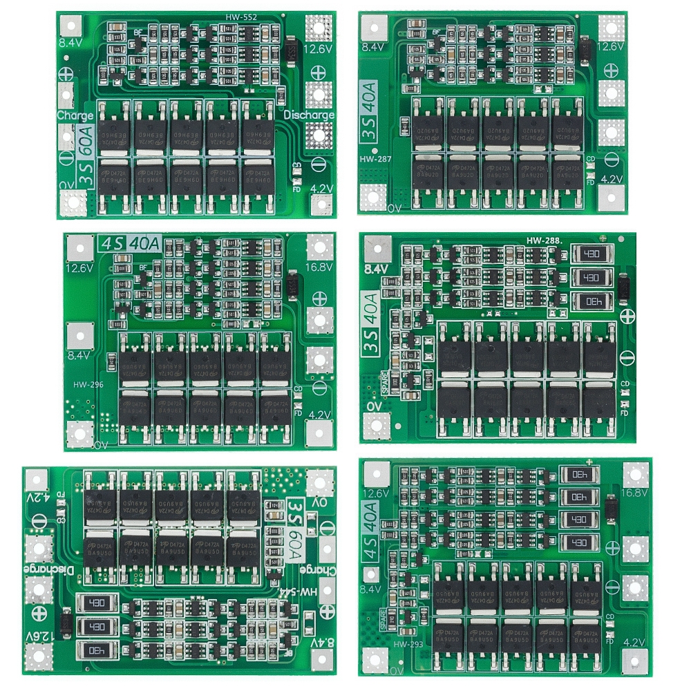 3S/4S 40A 60A Li-ion แบตเตอรี่ลิเธียม Charger ป้องกัน 18650 BMS สําหรับมอเตอร์เจาะ 11.1V 12.6 V/14.8 V 16.8 V เสริม/Balance