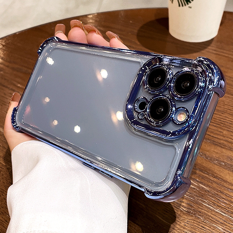 Juji Luxury Electroplate โปร ่ งใสเคสโทรศัพท ์ สําหรับiPhone 15 14 13 12 11 Pro Max Plus X Xs XR Maxกันชนกันกระแทกฝาครอบใส