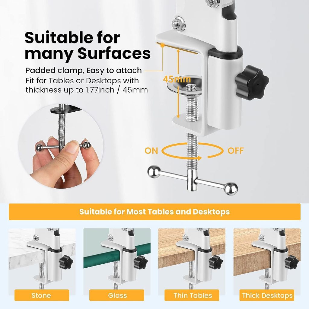 ขาตั้งไมโครโฟนนาโน สีฟ้า ปรับได้ พร้อมอะแดปเตอร์สกรู 3/8 นิ้ว เป็น 5/8 นิ้ว สําหรับ blue Yeti X Boom Arm YUZUHOME - รูปที่ 3